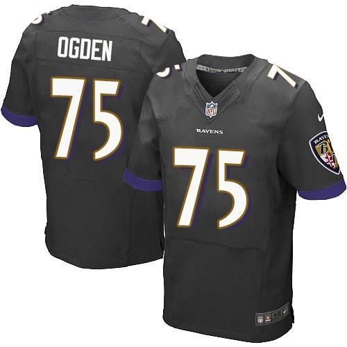 Nike Ravens #75 Jonathan Ogden Black Alternate Men's Stitched NFL New Elite Jersey - Click Image to Close